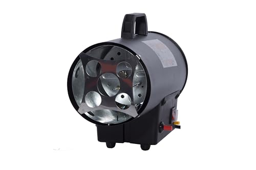 Canon à Air Chaud Au Gaz FUXTEC GH10-10 kW Puissance De Chauffage, 300 m³/h Débit D'air Chaud, Réducteur De Pression Et Cablâge Normes FR Chauffage Industriel Gaz Butane – Propane