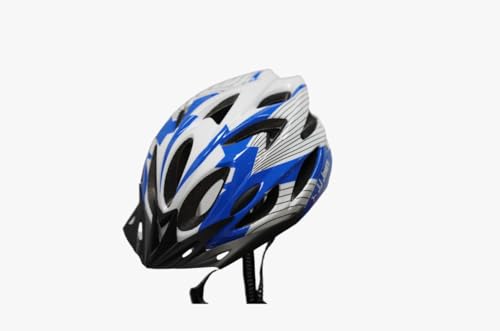 Image of JJ JONEX Professional Adjustable Cycling & Skating Helmet with Detachable Visor | Lightweight Mountain Bike Helmet with Padded Interior (Blue /White) Large (MYC)