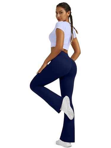 Image of Flare Leggings for Women with Pockets 2pack High Waisted Crossover Flare Leggings Bootcut Yoga Pants