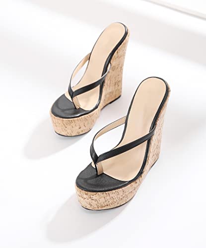 LizFoYa Women Thong Strap Summer Beach Casual Platform Wedge High Heels Girls Daily Dress T Strap Slide Sandal Shoes3