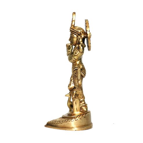 Image of Brass Krishna Ji Idol, Vastu Remedy for Love & Harmony (16 cm, 635 g)