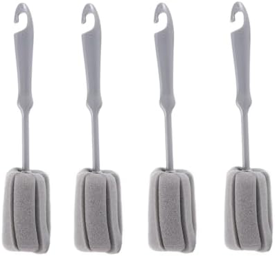 4pcs Grey Soft Sponge Cup Brush,Cleaning Brush with Plastic Handle,Practical Bottle Mug Brush,Glass Cup Cleaning Tools for Kitchen Gadgets