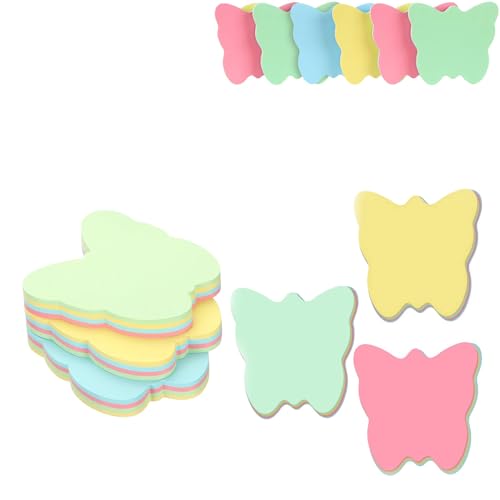 HONGZHANFA 可愛い付箋 強粘着 4色のノートメモ用紙 ノートHongzhanfa付箋紙 メモ帳 手帳 便利 混色 文房具 用品 (蝶々 600枚4色)