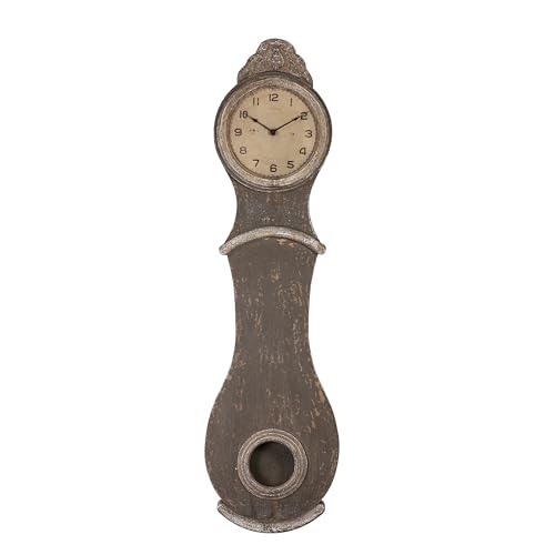 Creative Co-Op Distressed Grey Wood Grandfather Style Wall Clock - Thumbnail 4