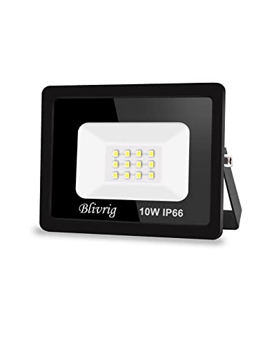 Blivrig LED Strahler Außen 10W,1000LM LED Scheinwerfer Superhell LED Fluter 6000K Kaltes Weiß Aussenstrahler,Wasserdicht IP66 LED Außenleuchte Flutlicht für Hof, Garage, Sportplatz,Flur, Garten