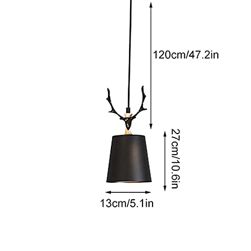 Lustre moderne bois de cerf suspension créative noire E27 réglable - 5
