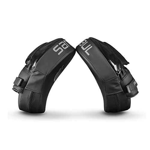 Sanabul Lab Series Professional Boxing Punch Mitts (Black/Silver) #TOP2