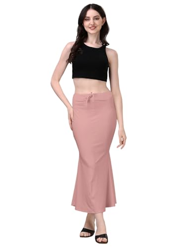Image of Women's Saree Shapewear Petticoat, Cotton Blend Stretchable Mermaid Skirt, High Waist Tummy Control, Smooth Curve Fit with Adjustable Drawstring