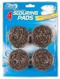 Duzzit 500231 Stainless Steel Scouring Pads New Pack Improved Quality 4 Pack, Aluminium, White