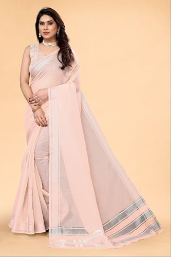 Image of Sidhidata Women's Kota Doria Cotton Manipuri Saree With Unstitched Blouse Piece (Rasbharii Free Size)