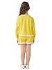 APWEQATA Gilrs Lounge Sets Drop Sleeve Tops and Shorts Outfits Cute Kids Color Block Ruffle Tracksuit For Home(Yellow,160) #5