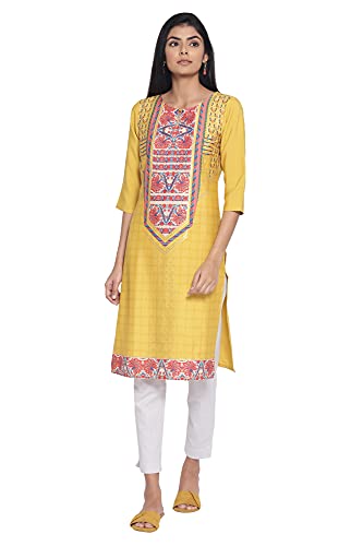 Image of W for Woman Women Crepe Printed Straight Regular Kurta