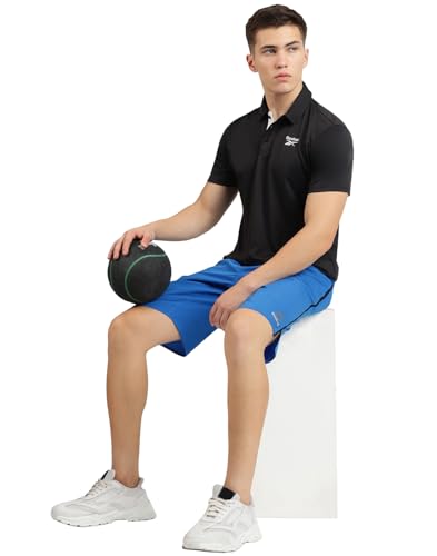 Image of Reebok Men's Cotton Blend Sports Polo T-Shirt - Breathable Soft Half Sleeve Collar Tee for Men | Polo Tshirt for Men | Gym Casual Active