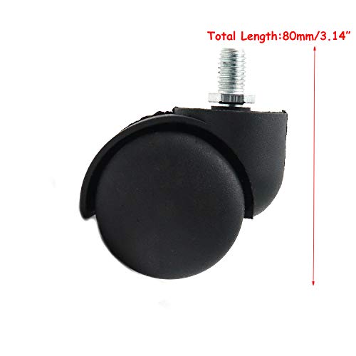 Rannb 2" Dia Stem Twin Wheel Chair Rotate Caster Replacement 10Mm Threaded Dia -Pack Of 5 #TOP2