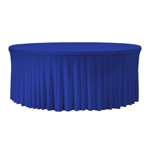 Dekoracja stołu na przyjęcie, Round Tablecloth Stretch Spandex Fitted Cover For 60-72 Inch Tables Multicolor(Royal Blue,60 Inch-1 Pack)