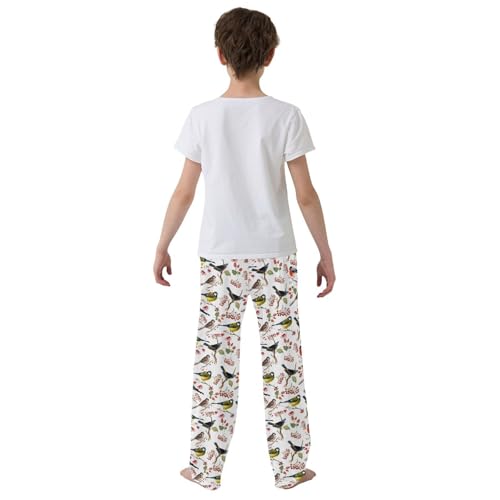 Winter Bird Berry Boys Long Pants Soft Trousers Elastic Waist Kids Lounge Bottoms with Pockets S-XL3
