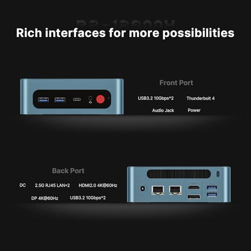Image of BOSGAME P2 Plus Mini PC, 12th Intel i7-12700H (up to 4.7GHz), 32GB DDR5 512GB PCIe SSD Mini Computers with HDMI+DP+USB4 Support Wi-Fi6E BT5.2, Dual LAN Mini PC