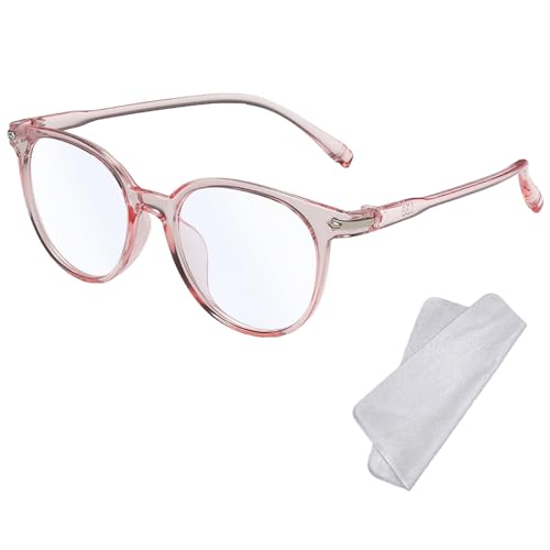 XFentech Blaulicht-Brillen fur Damen Herren - Computer-brille Runder Rahmen Gaming-Lesebrille Blaulichtfilter Brille Anti Augenermüdung Computerspielbrille Unisex-Brille - Transparentes Rosa XFentech Blaulicht-Brillen fur Damen Herren - Computer-brille Runder Rahmen Gaming-Lesebrille Blaulichtfilter Brille Anti Augenermüdung Computerspielbrille Unisex-Brille - Transparentes Rosa