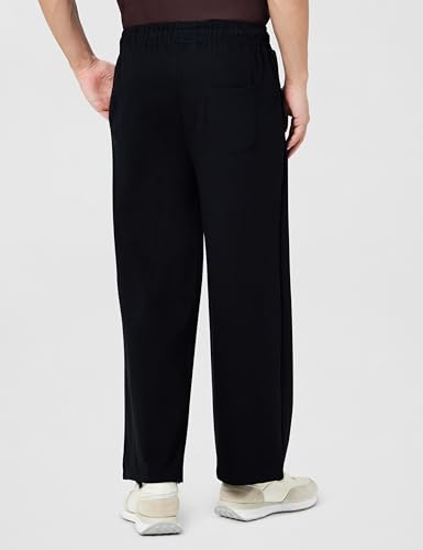 Image of Styli Men Solid Wide Leg Trackpant with Drawstring Closure | Stylish Oversized Trackpant for Men | Perfect for Casual, Party & Everyday Wear