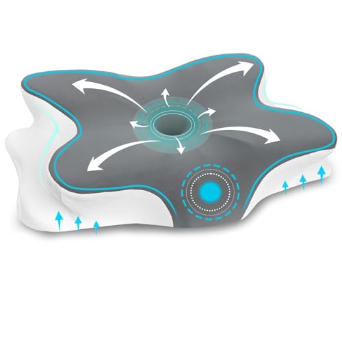 Omtofo Memory Foam Pillow, Nackenstützkissen, Nackenkissen, Kopfkissen Nackenschmerzen, Orthopädisches Kissen, Ergonomic Pillow for Sides, Back and...