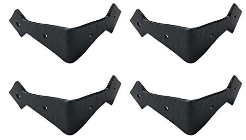 Adonai Hardware 3 Inch"Abba" Black Antique Iron Hand Forged L-Corner (Supplied as 4 Pieces per Pack) - Matte Black Powder Coated for Cedar Chest, Trunks, Antique Hardware