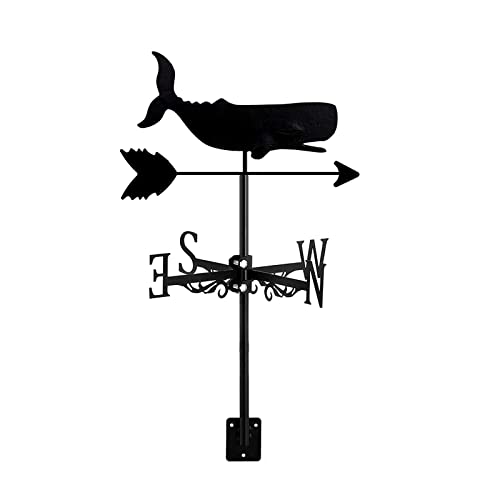 XWNGDAFEVF Weathervane Ocean Life Metal Ornament Weather Vane Wind Direction Indicator Roof Mount Wind Vane for Farm Garden Yard Patio Decor, Whale, 1960327-cecqc