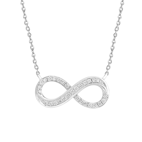 Dewberry 1/4 cttw Round Cut IGI Certified Lab Grown Diamond Infinity Pendant Necklace | 18 Inch Chain for Women 14kt White Gold Or Yellow Gold Plated Over 925 Sterling Silver (Clarity: VS, Color: FG, 0.25 cttw)
