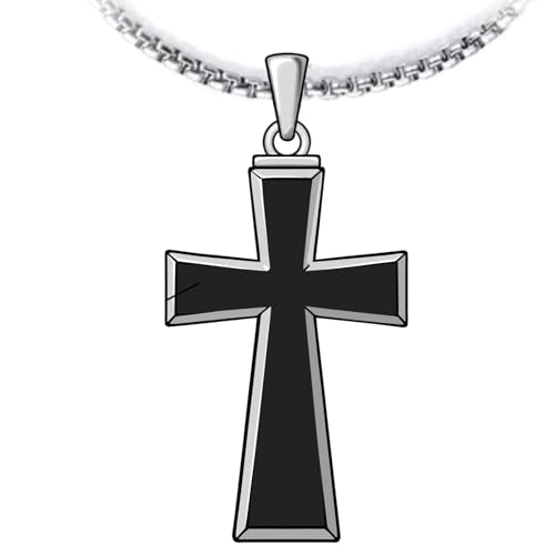 CEKAMA ブラッククロス骨壺ネックレス 遺灰用 925スターリングシルバー 火葬記念品 記念ペンダント ジュエリー 刻印 名前ギフト 男女兼用, スターリングシルバー, 宝石なし