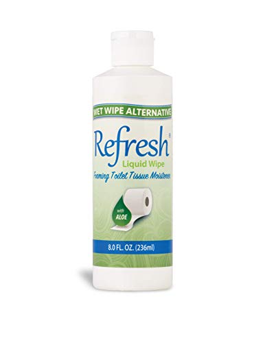 refresh liquid wipe toilet paper foam dispenser refill eco-friendly flushable wet wipe alternative with witch hazel and aloe 8 oz refill