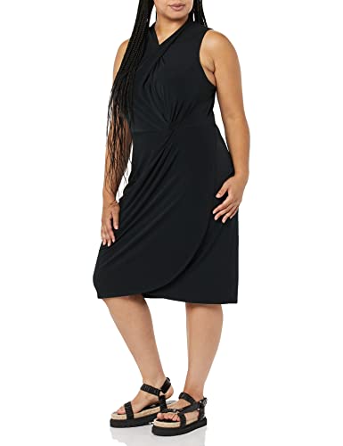 Image of Amazon Essentials Women's Sleeveless Faux Wrap Dress with Crossover Twist Neck