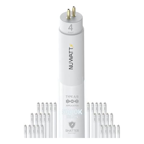 NUWATT 30 Pack, 4FT T5 LED Tube Lights Type A+B, Hybrid T5 LED Bulbs 5000K Daylight, High Brightness 3200LM 24W, Plug & Play or Ballast Bypass, Dual Ended Power, T5 Replacement for Fluorescent, UL, G5 Cover