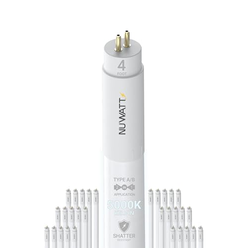 NUWATT 30 Pack 4FT T5 LED Tube Lights Type A+B Hybrid T5 LED Bulbs 5000K Daylight High Brightness 3200LM 24W Plug & Play or Ballast Bypass Dual Ended Power Dimmable T5 Fluorescent Replacement