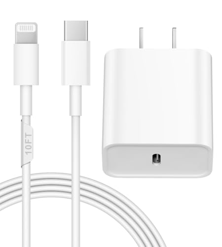 Image of Extra Long 10FT iPhone 14 13 12 Charger Fast Charging 20W PD USB C Wall Charger with Fast Charging Cable Compatible iPhone 14 /13 /12 /11 /Pro /Pro Max /Mini /Xs Max /XR /X, iPad