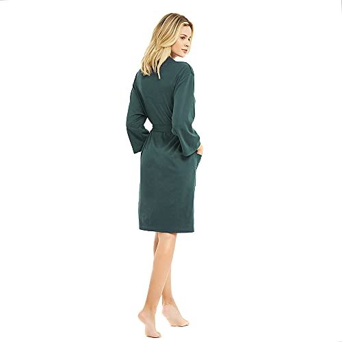 Image of U2SKIIN Womens Robes, 100% Cotton Lightweight Robes 3 /4 Sleeves Kimono Knit Soft Loungewear Short Bathrobe