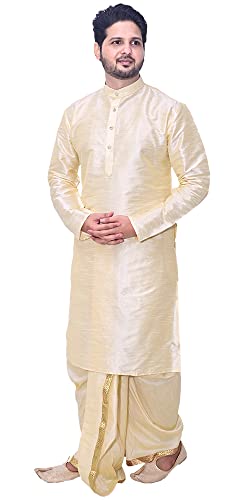 Image of Om Shubh Mangalam Men's Dupion Silk Fancy Dhoti Kurta Set