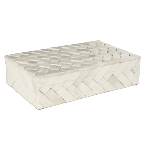 Image of Handicrafts Home Decorative Box - Handmade Jewelry Organizer Box with Lid - Keepsake Box for Home Decor, Jewelry, Accessories, Collectibles - Modern Wooden Storage Box - Braid, 10X6X2.5 inch