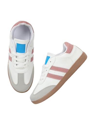 TRYME Casual Classic Round Toe Cushioned Comfort Lace up Sneakers for Women & Girls