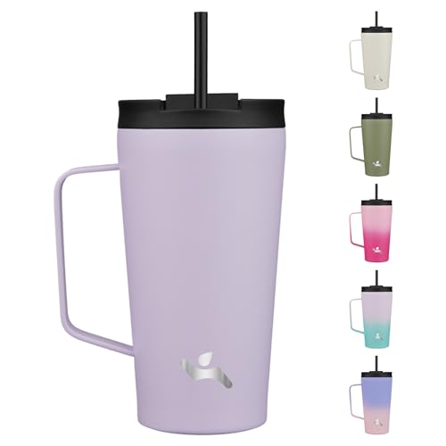 Image of Konokyo 18 oz Insulated Tumbler with Handle & Straw, Stainless Steel Mug
