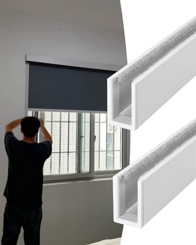 Estor Enrollable Guias Laterales Bloqueador de Luz Lateral para Ventana de 162 178 183 cm, Canal en U, Tiras Bloqueadoras de Luz Sleepy Time Tracks para Habitación, Bloqueadores(White,35.5cm/14inch)