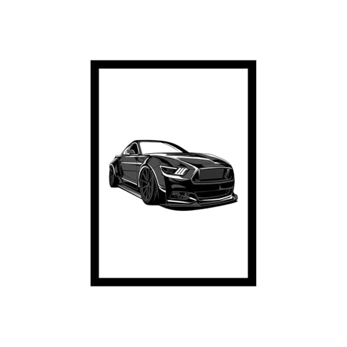 Image of BLINKART Ford Mustang Shelby GT500 CarFramed Posters Gift Items Boys Room Wall Decoration Bedroom Office Studio Synthetic Wood Frame & Acrylic Glass Ready to Hang - 12x8 Inch, (A4 Size) - CAR-002