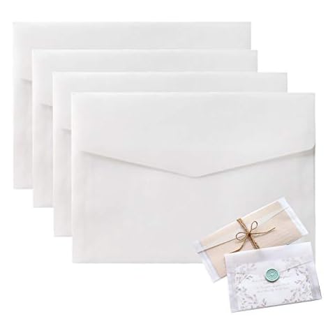 Envelopes for Invitation, 50 Pack 4.9x6.89 Inch White Translucent Paper Wedding Envelopes, Gift Card Window Envelopes, Greeting Card Envelopes for Party, Birthday, Postcard … Cover