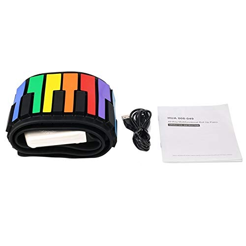 QCQ 49-Key Flexible Arc-en-Roll Up Piano intégré Batterie Rechargeable avec 47 tonalités, 14 Morceaux de démonstration et Build-Parleur intégré - Les Beatles, Paul McCartney, John Lennon, RIngo Starr, George Harrison QCQ 49-Key Flexible Arc-en-Roll Up Piano intégré Batterie Rechargeable avec 47 tonalités, 14 Morceaux de démonstration et Build-Parleur intégré – Image 7