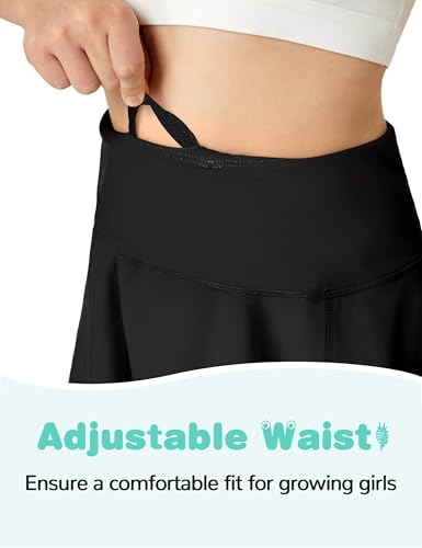 Image of FitsT4 Sports Girls Swim Skirts with Pocket UPF 50+ Swimming Bottom Kids Bathing Skort for Surfing Beach Volleyball