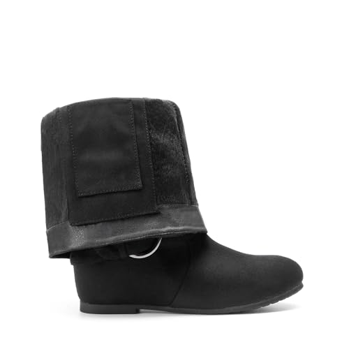 DREAM PAIRS Women's Wide Calf Knee High Boots, Fur-lined Low Hidden Wedge Boots3