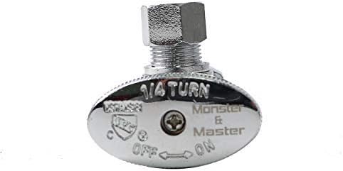 Monster & Master Brass Angle Stop Valve Shut Off Quarter Turn Water Sink Bathroom Toilet Kitchen Shower Plumbing (1 PC-1/2"NOM In x 3/8"COMP Out), MM-FV-001