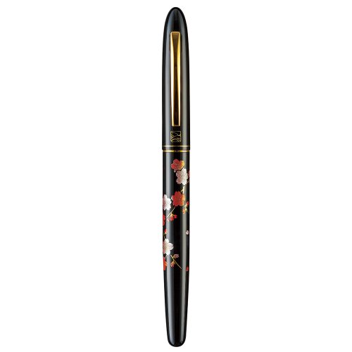 Stylo en bambou Makie motif branche de cerisier noir import du Japon
