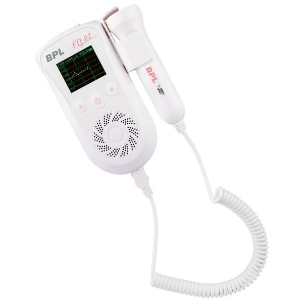 Image of BPL Medical Technologies FD-02 Fetal Doppler Smart Noise Reduction & Heartbeat Detection Machine with in-Built Speaker for Home and Clinic Use - White