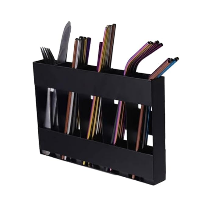 5 Compartment Metal Straw Organizers Adhesive Cabinet Mount Reusable Narrow Storage Shelves for Kitchen Office Adhesive Straw Organizers for Refrigerator