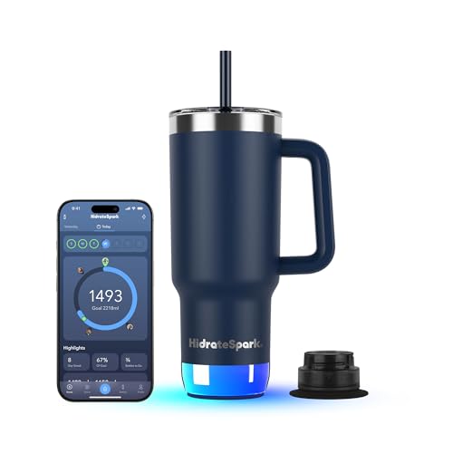 Hidrate Spark Pro 2 Vaso De Hidratación Inteligente Con Recordatorios Seguimiento, 887ml Acero Inox Sincroniza Con Apple Health, Fitbit, Anillos Relojes Navy