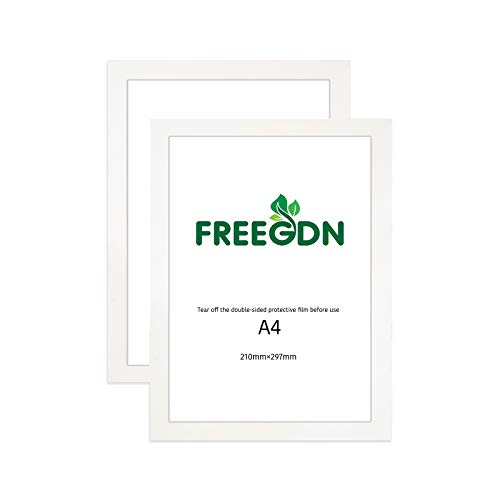 FREEGDN Lot de 2 cadres photo A4 en bois massif Blanc Cover